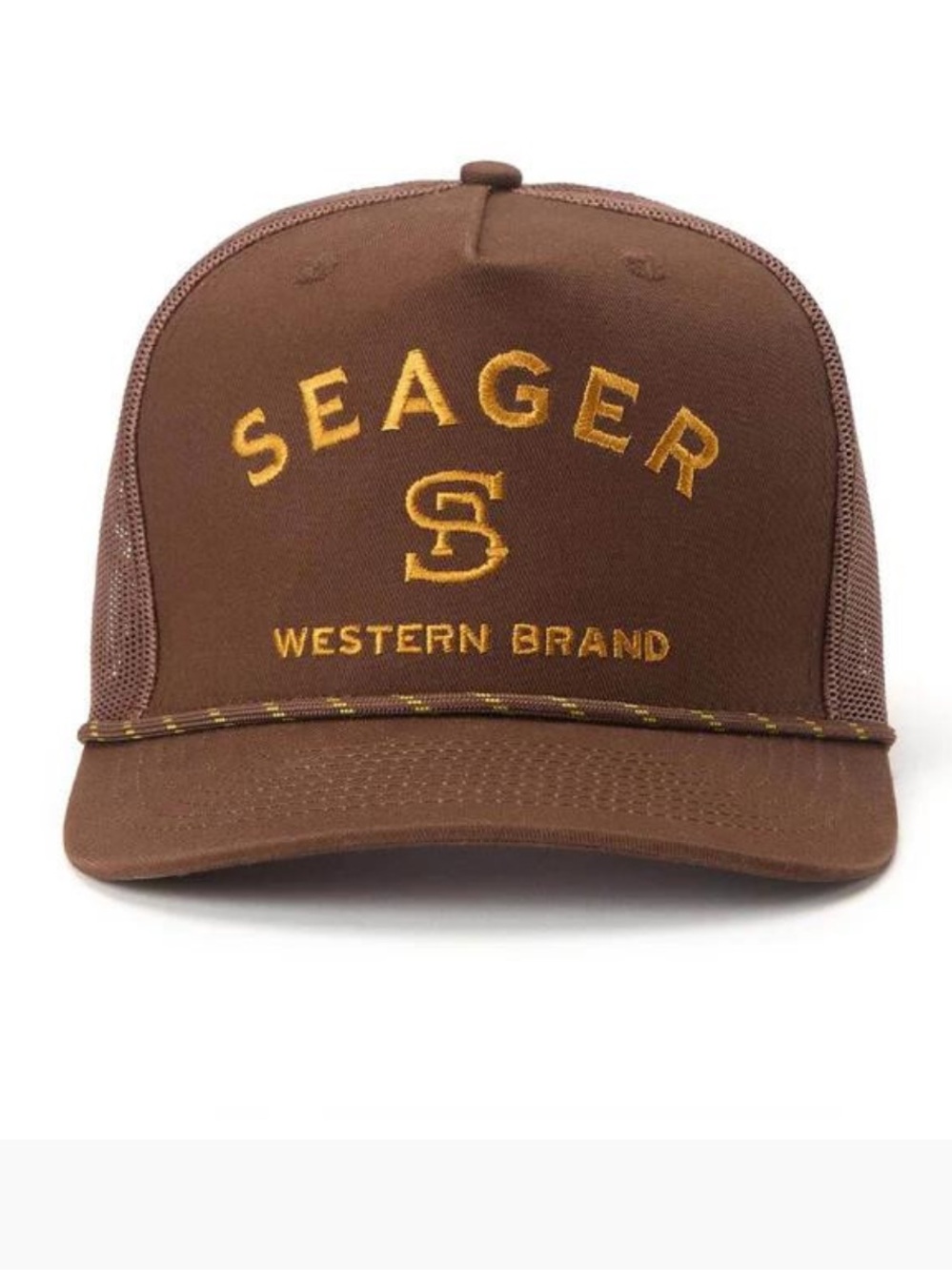 Seager Branded Trucker Hat Snapback Brown Baseball Cap